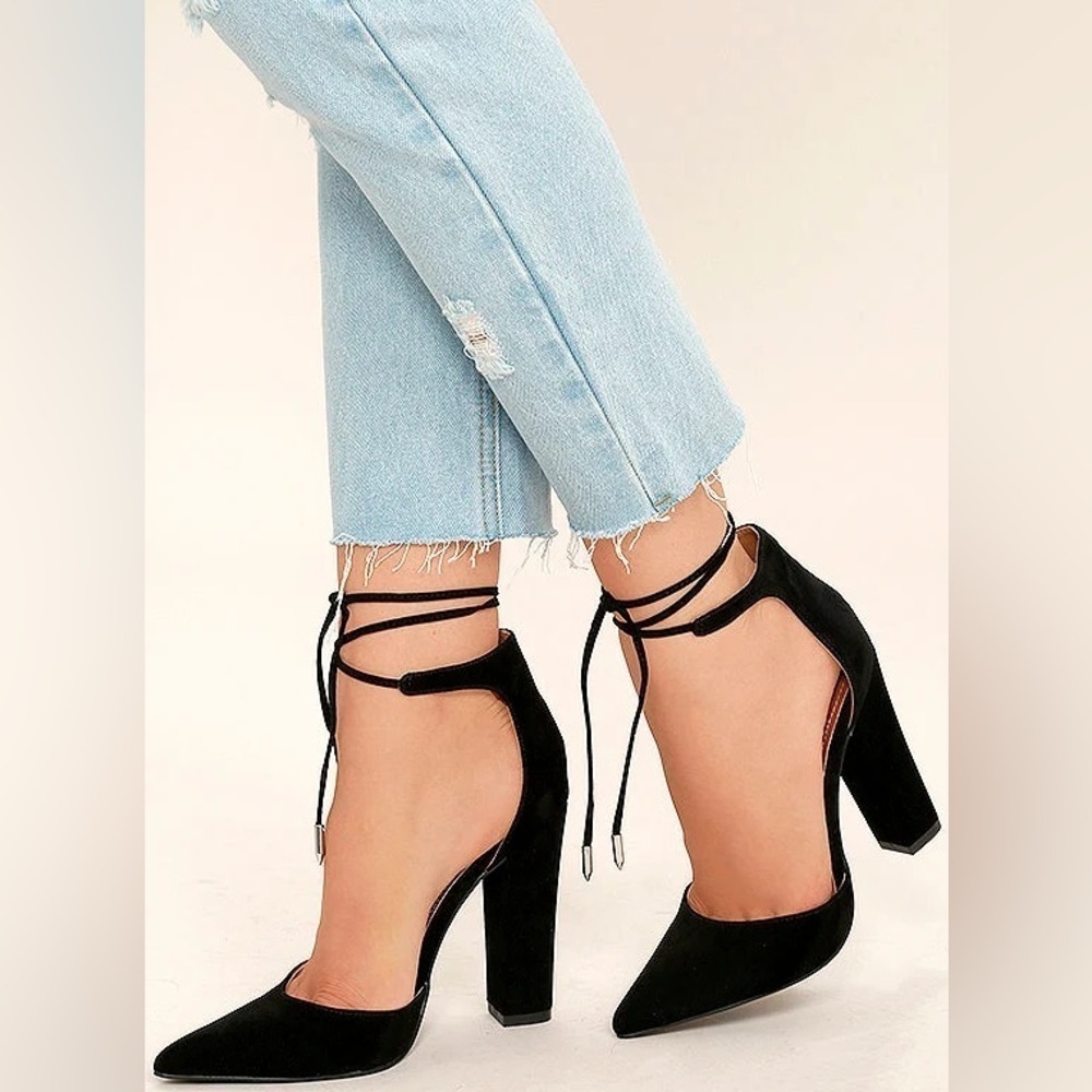 Lulu’s Faux Suede Ankle Tie Heels 7.5 - Picture 2 of 7